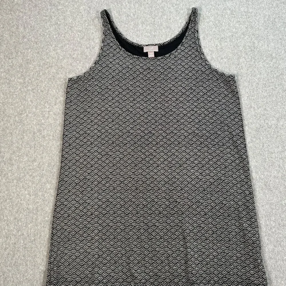 J.jill Wearever Collection Tunic Tank Top Women's Small Stretch Black/Gray Print